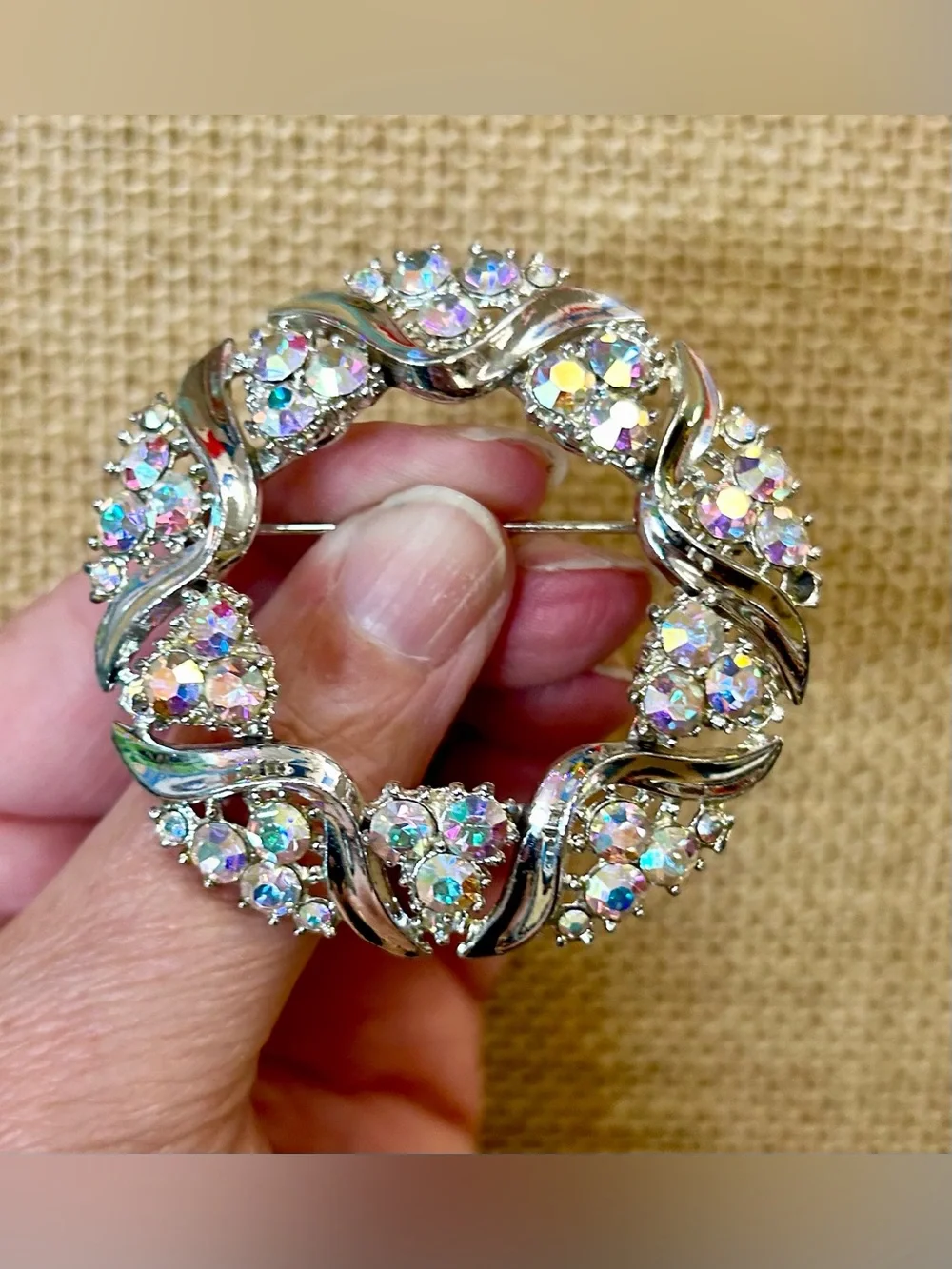 Dazzling AB Rhinestone Brooch Vintage